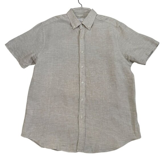 Porter & Ash Other - Porter & Ash Beige 100% Linen Button-Up Short Sleeve Shirt XL